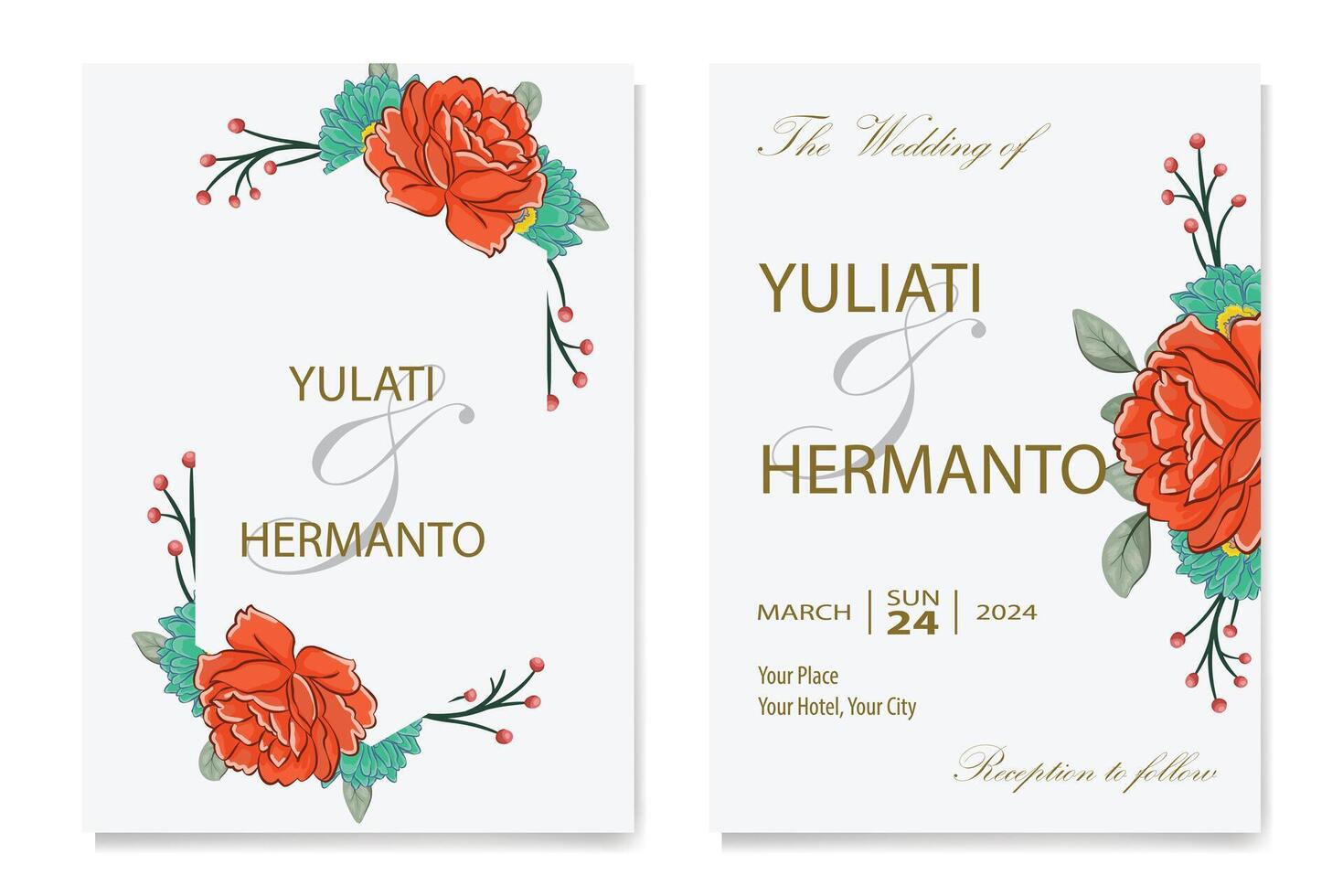 Decorative Floral Foliage Ornament for Wedding Invitation vector