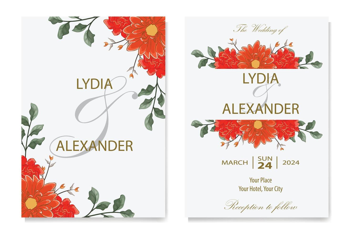 Decorative Floral Foliage Ornament for Wedding Invitation vector