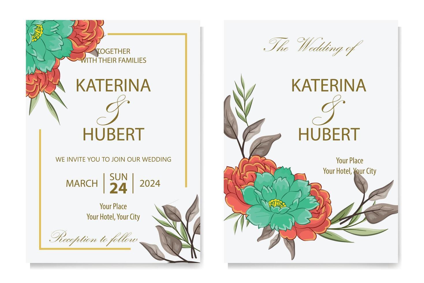 Decorative Floral Foliage Ornament for Wedding Invitation vector