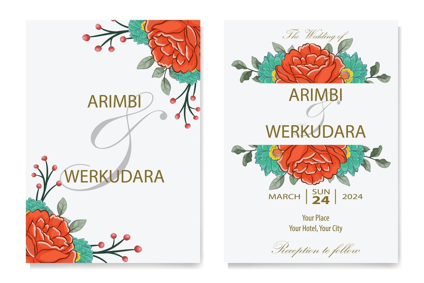 Decorative Floral Foliage Ornament for Wedding Invitation vector