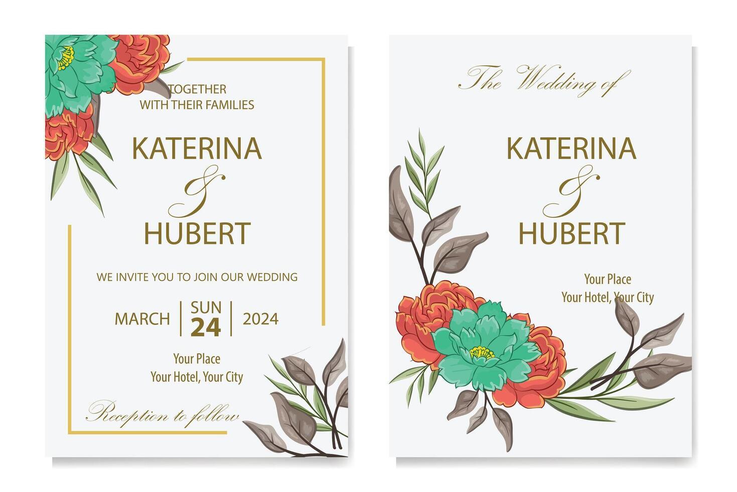 Decorative Floral Foliage Ornament for Wedding Invitation vector