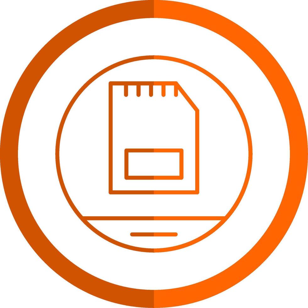 Memory Card Line Orange Circle Icon vector