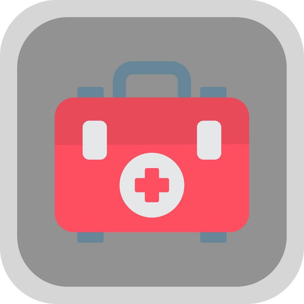 First Aid Box Flat Round Corner Icon vector