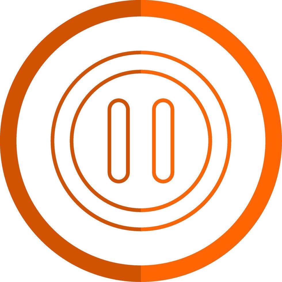 Pause Line Orange Circle Icon vector