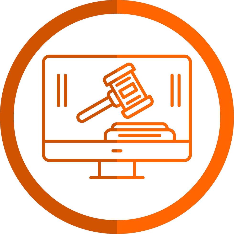 Auction Line Orange Circle Icon vector