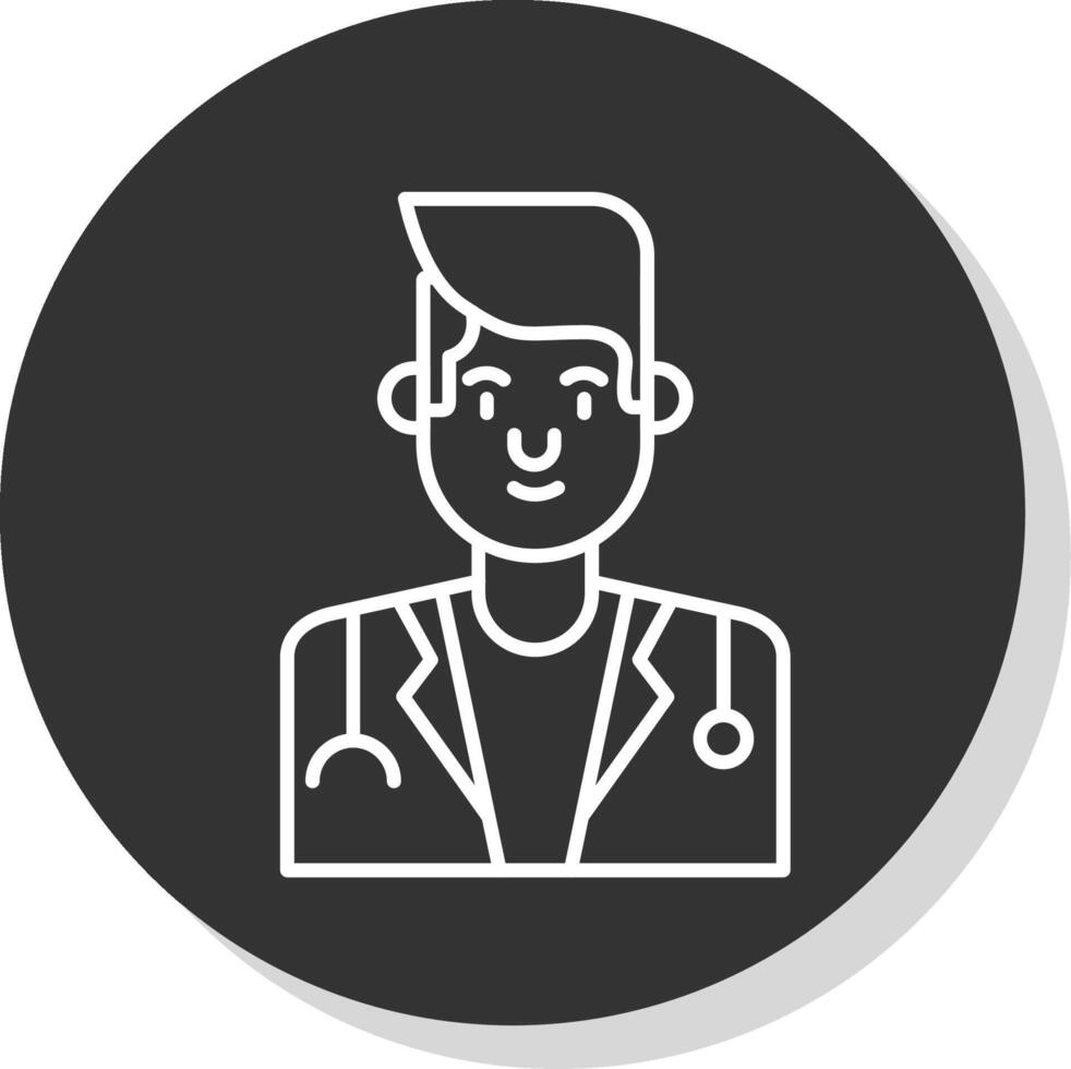Male Doctor Line Grey Circle Icon vector