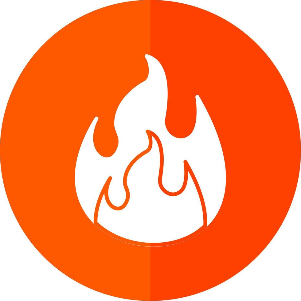 Flame Glyph Red Circle Icon vector