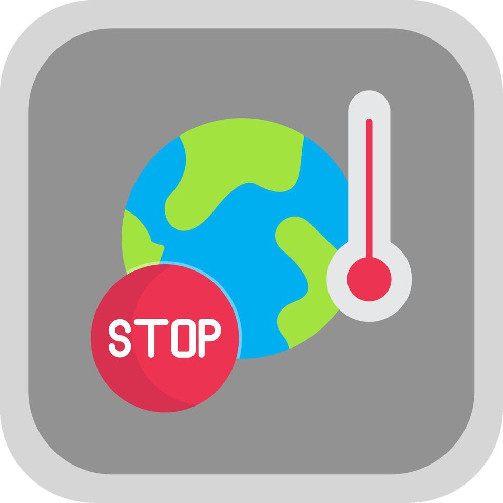 Stop Global Warming Flat Round Corner Icon vector