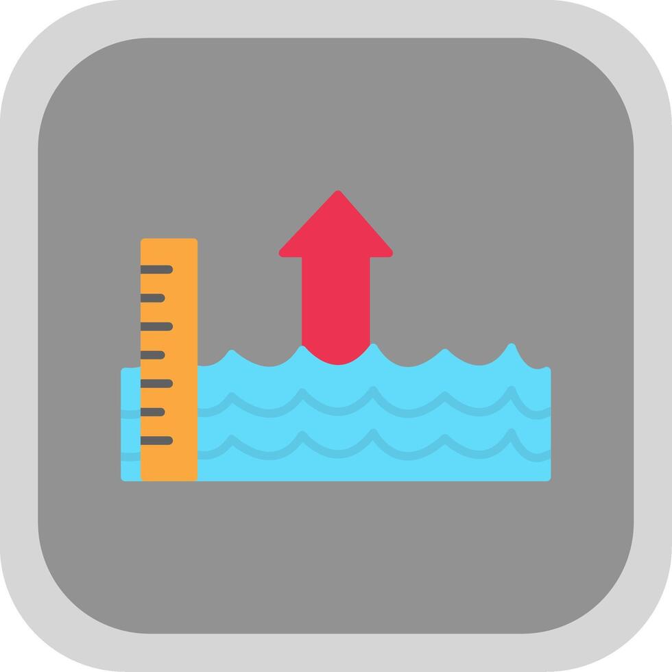 Sea Level Rise Flat Round Corner Icon vector