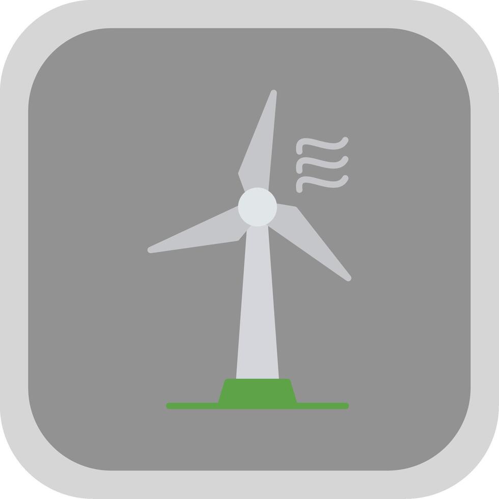 Wind Turbine Flat Round Corner Icon vector
