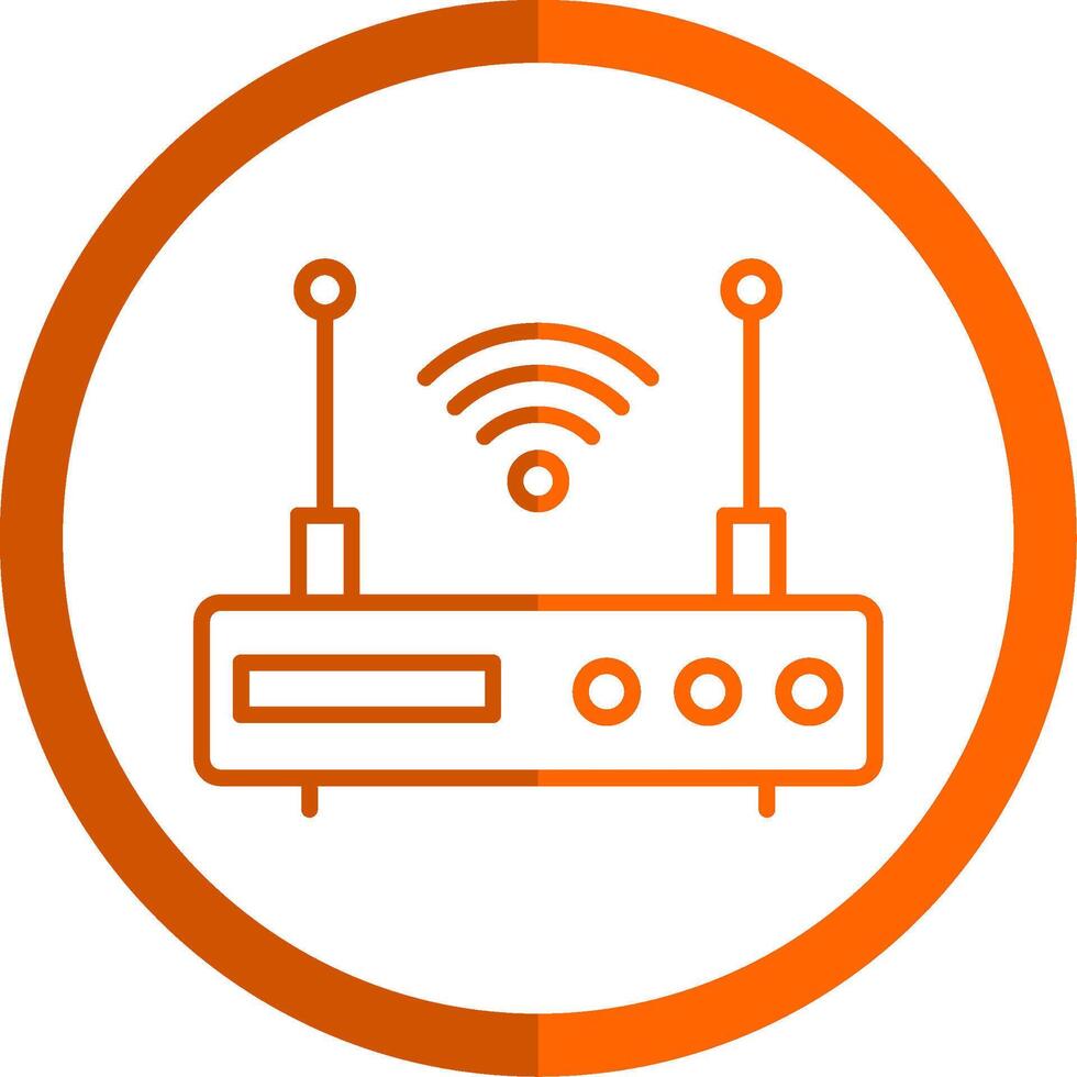 Modem Line Orange Circle Icon vector