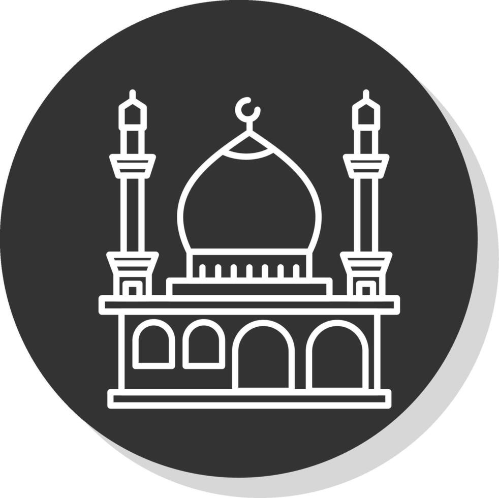 Mosque Line Grey Circle Icon vector