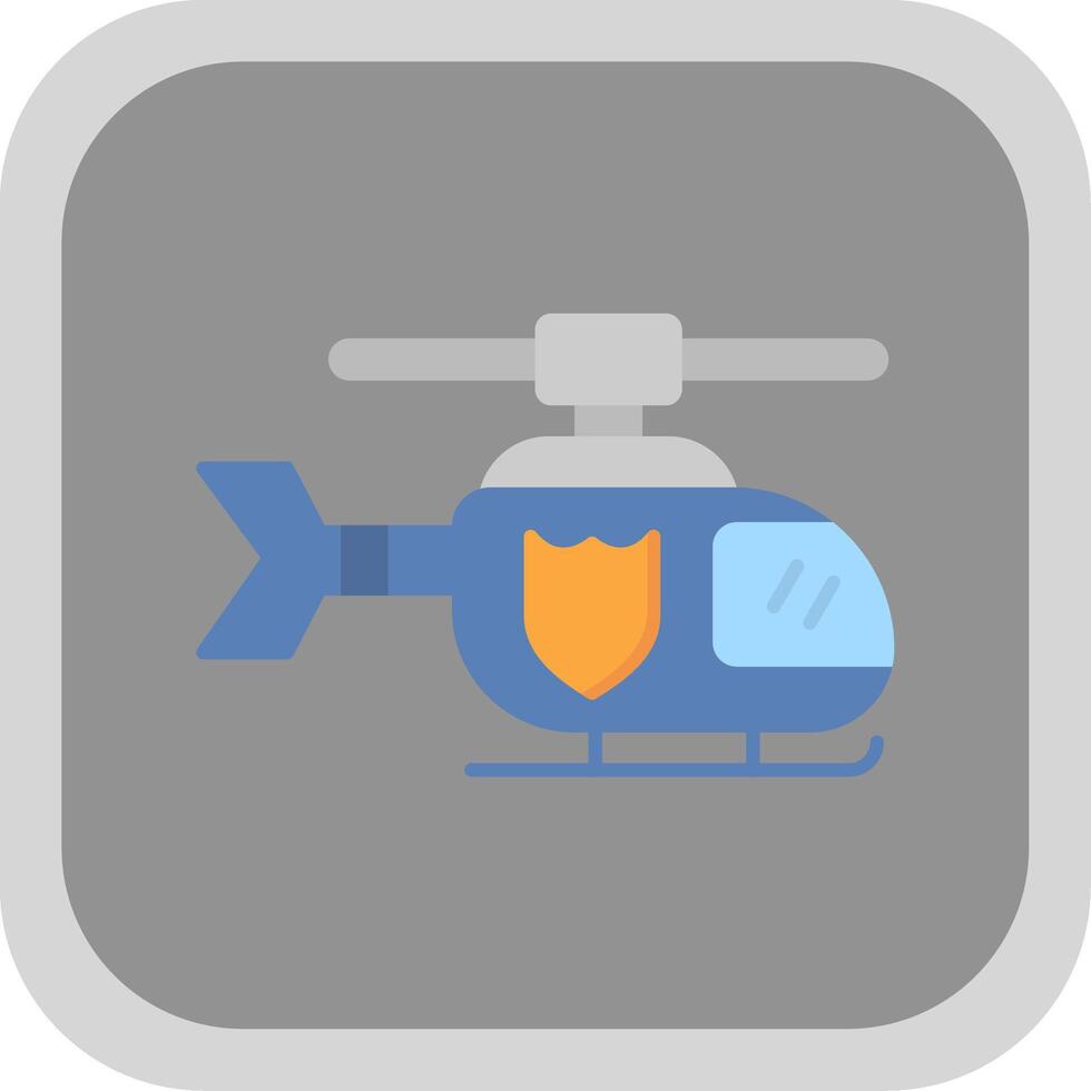 Police Helicopter Flat Round Corner Icon vector