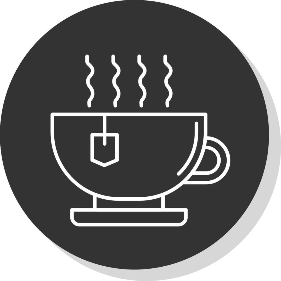 caliente té línea gris circulo icono vector