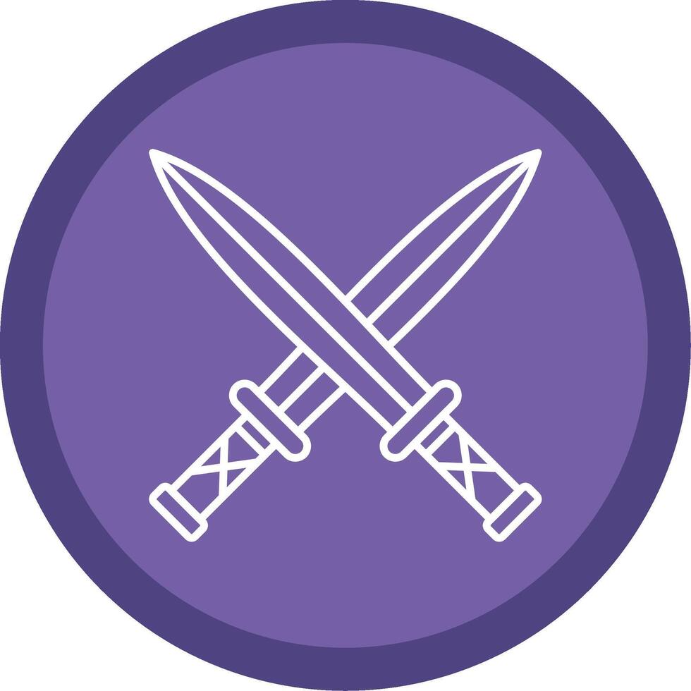 Two Swords Line Multi Circle Icon vector