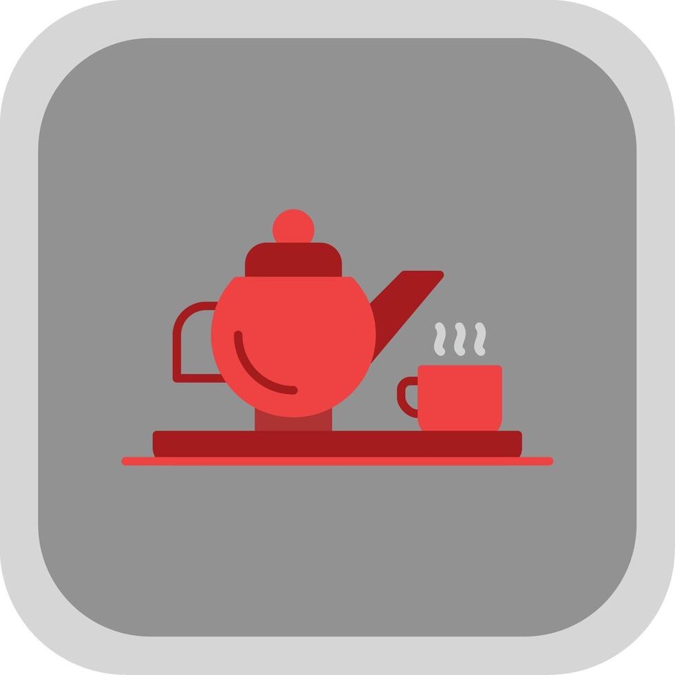 Teapot Flat Round Corner Icon vector