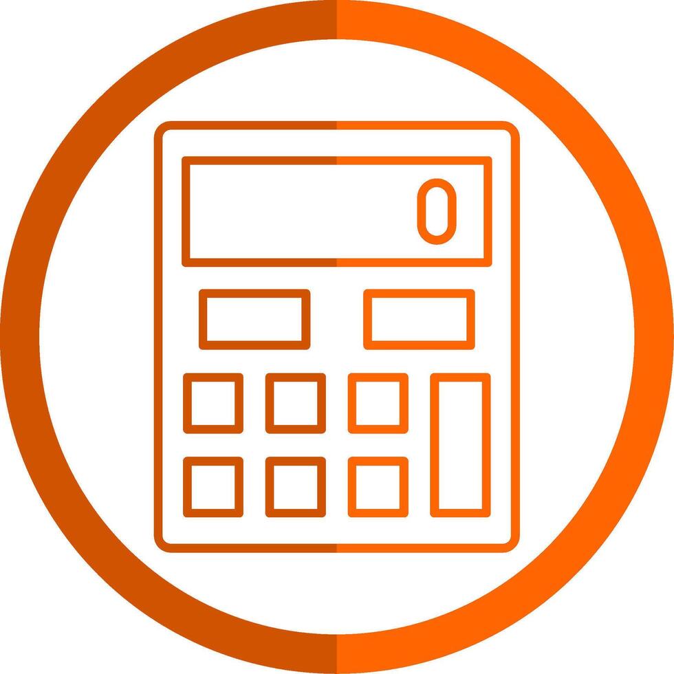 Calculator Line Orange Circle Icon vector