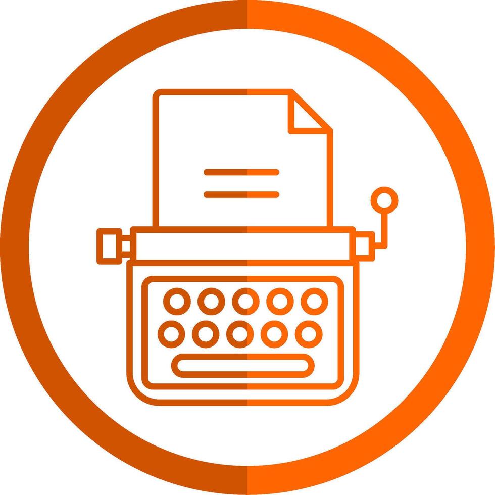 Typewriter Line Orange Circle Icon vector