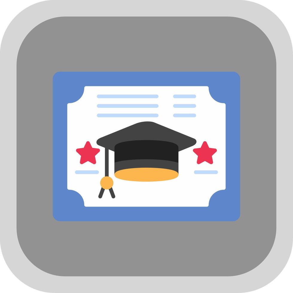 Diploma Flat Round Corner Icon vector