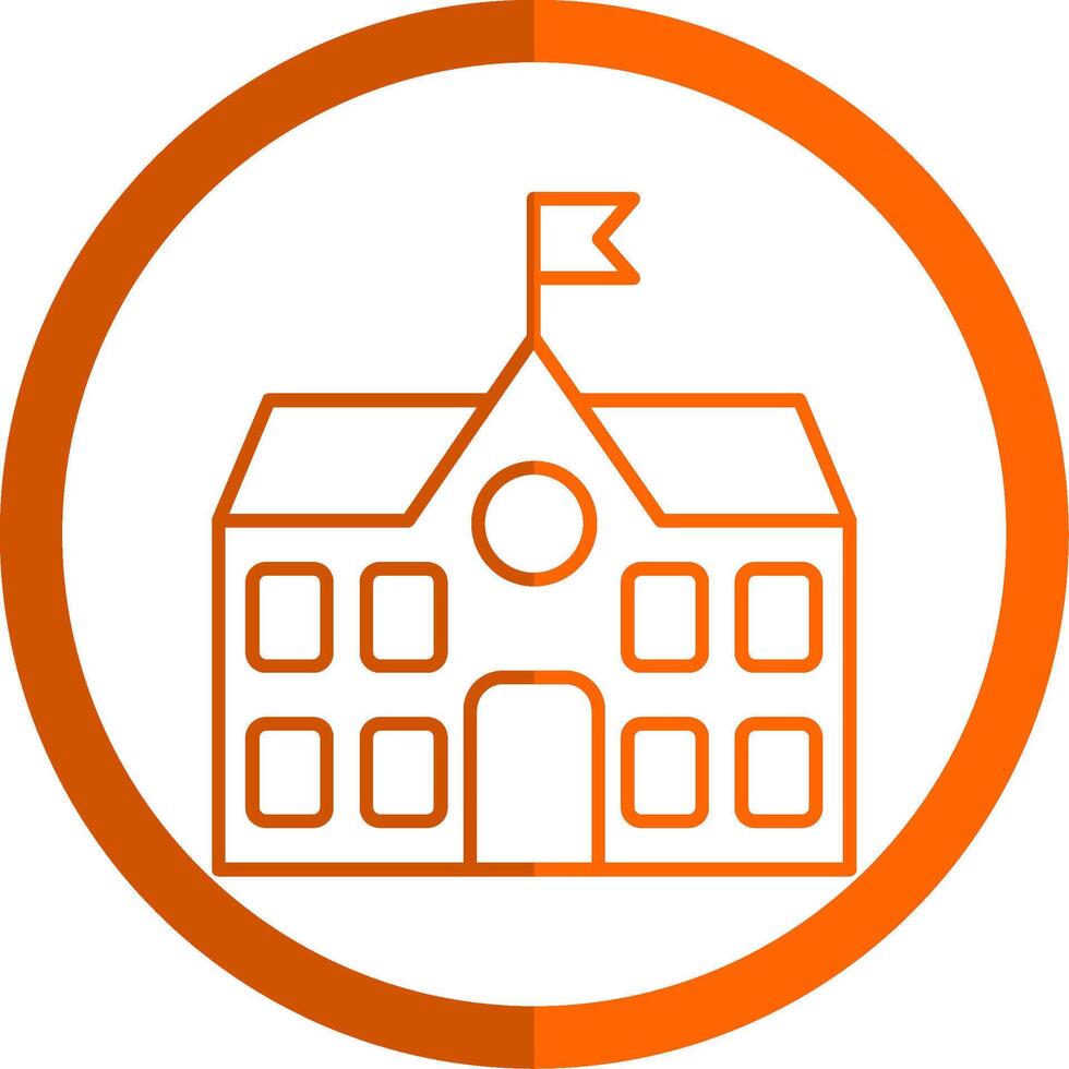 School Line Orange Circle Icon vector