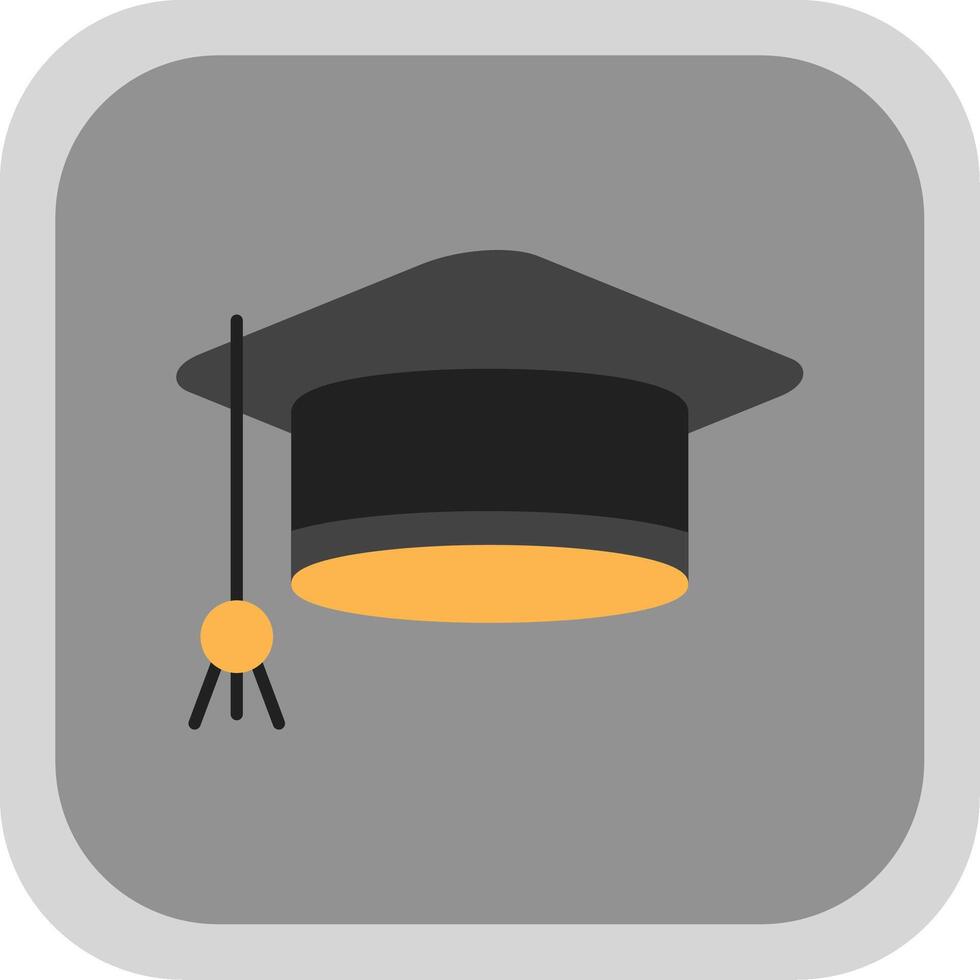 Mortarboard Flat Round Corner Icon vector