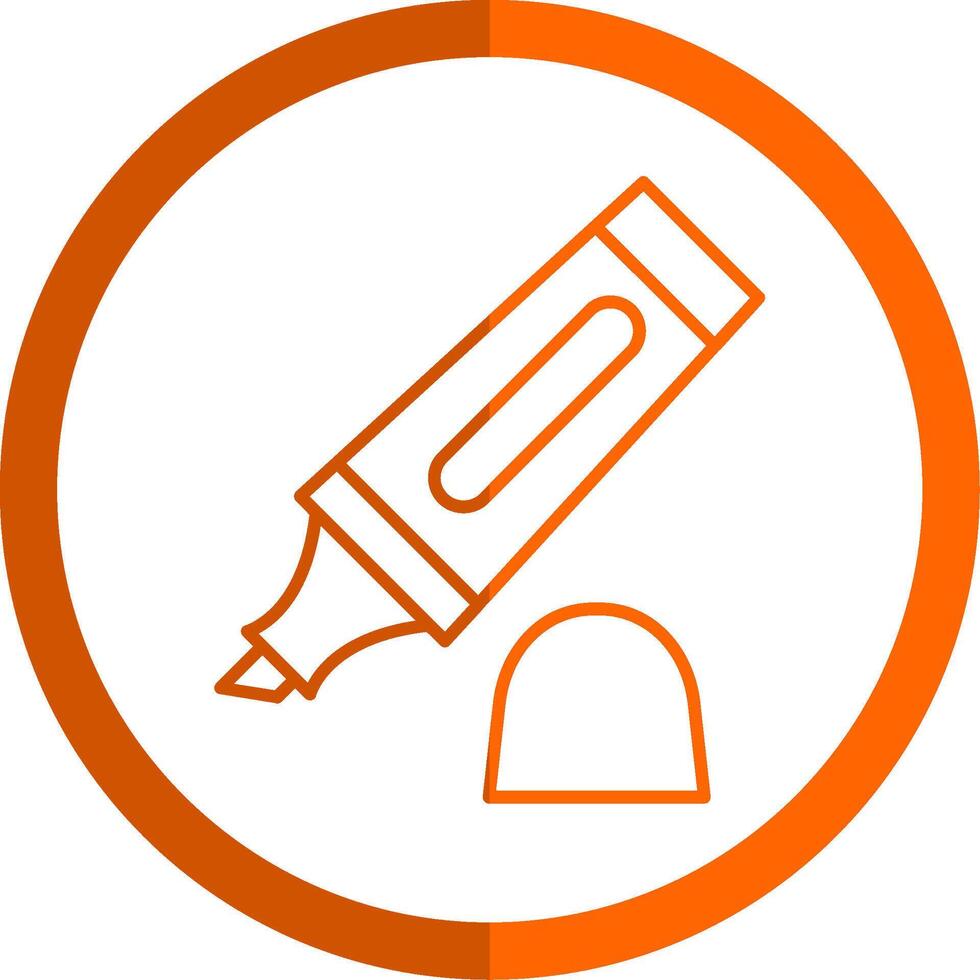 Highlighter Line Orange Circle Icon vector