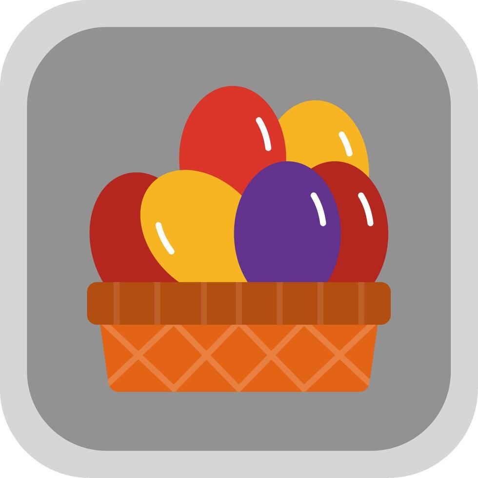 Eggs Basket Flat Round Corner Icon vector