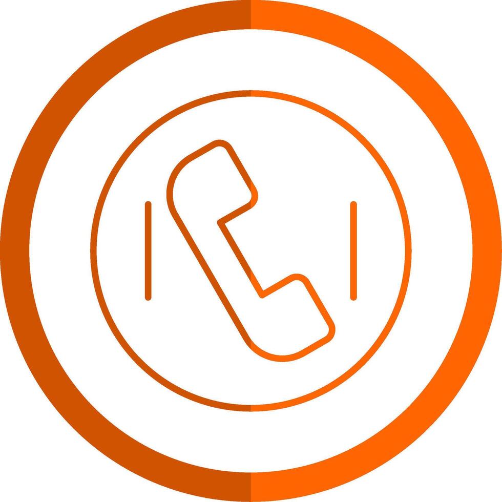 Phone Call Line Orange Circle Icon vector