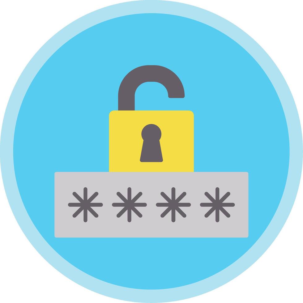 Broken Password Flat Multi Circle Icon vector