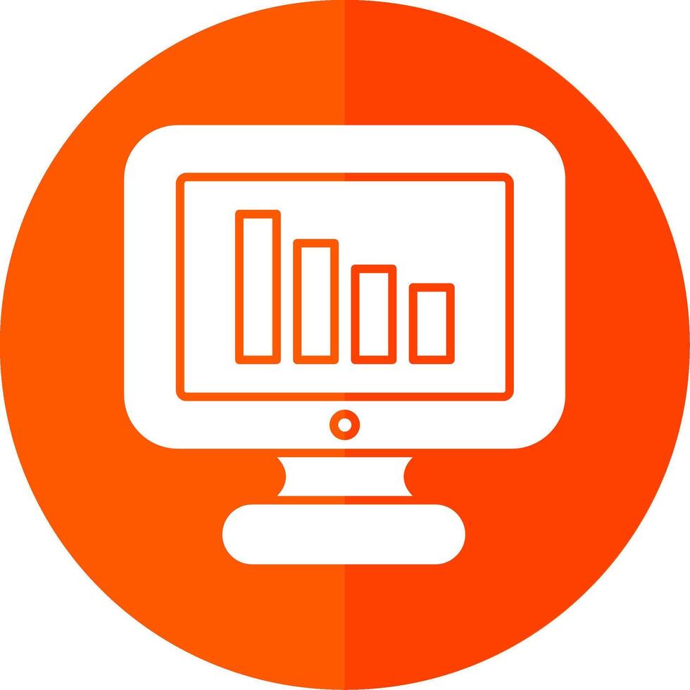 Bar Chart Glyph Red Circle Icon vector