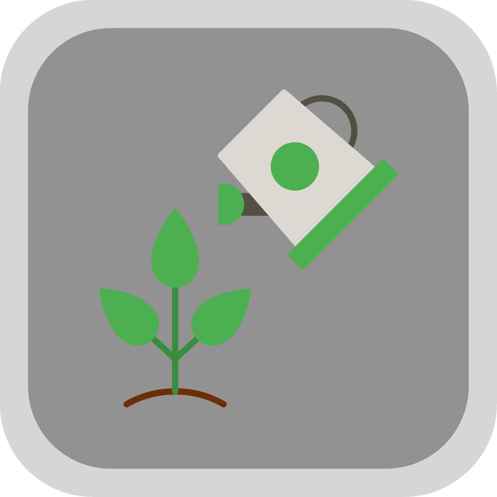 Watering Plants Flat Round Corner Icon vector