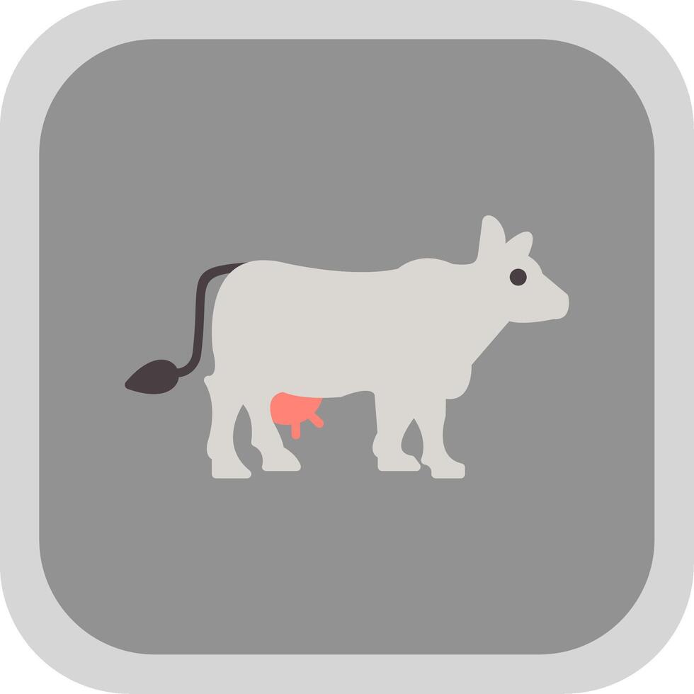 vaca plano redondo esquina icono vector