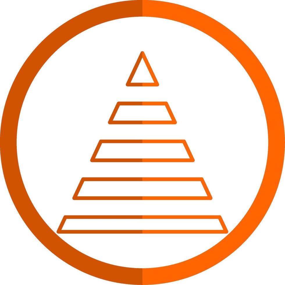 pirámide gráfico línea naranja circulo icono vector