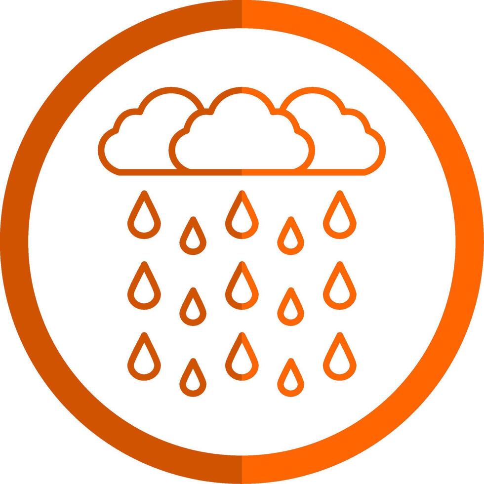 Heavy Rain Line Orange Circle Icon vector