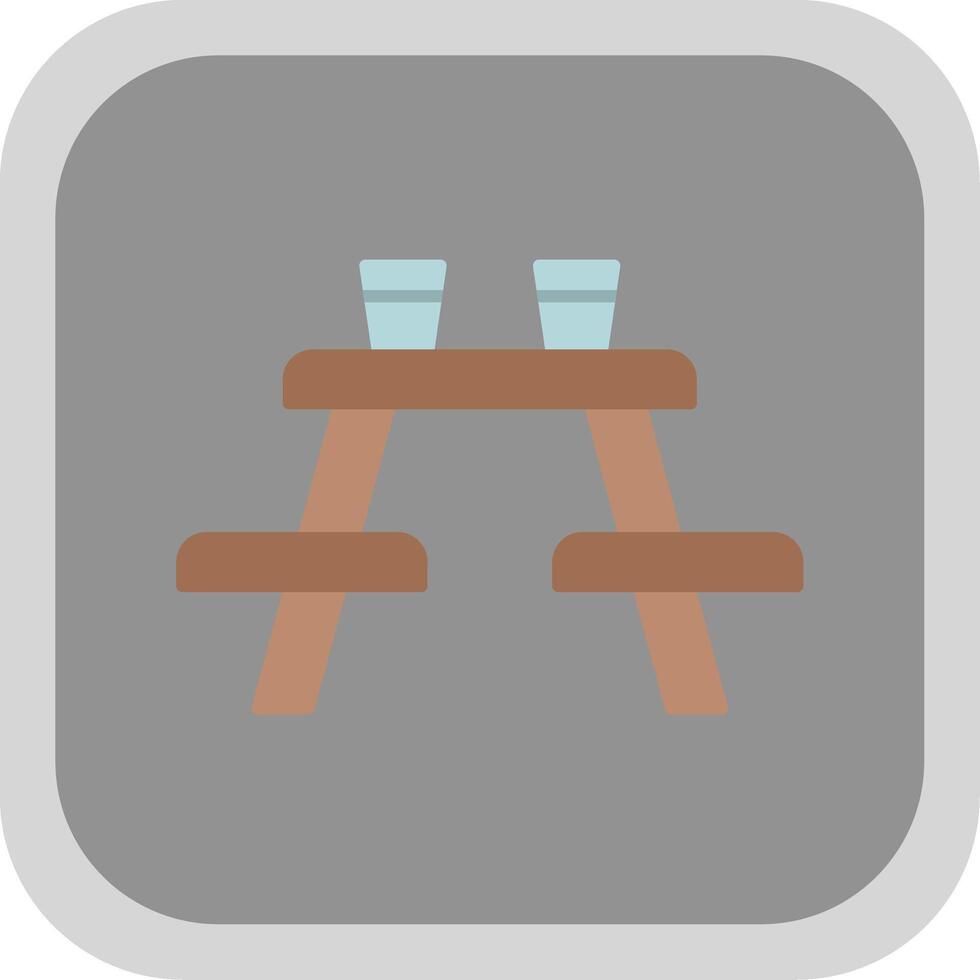 Picnic Table Flat Round Corner Icon vector