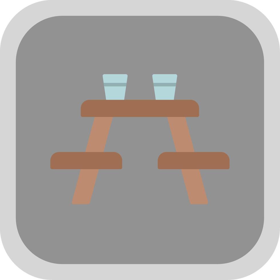 Picnic Table Flat Round Corner Icon vector