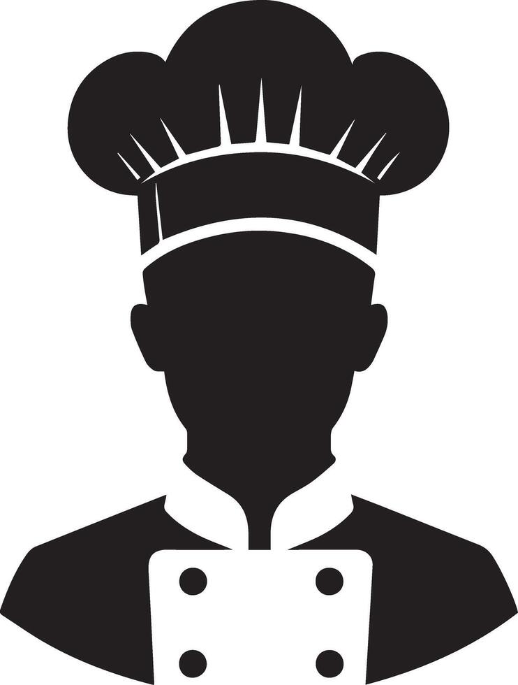 minimal chef uniform and face silhouette, silhouette, black color, white background 10 vector