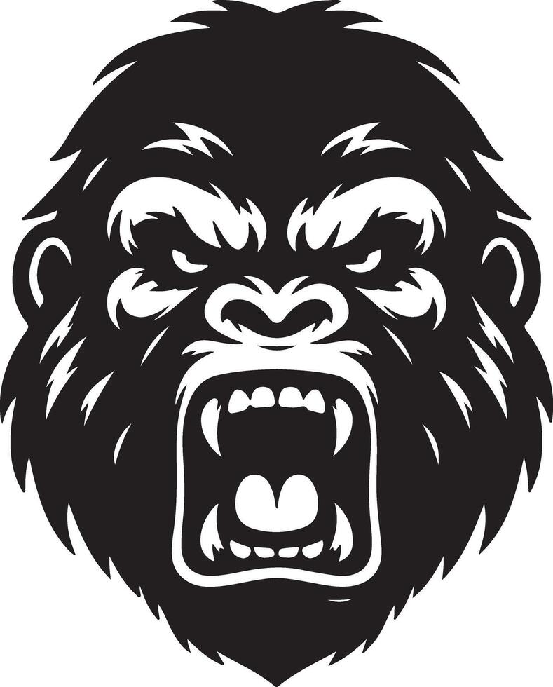 angry Gorilla howling face logo silhouette , black color silhouette 20 vector