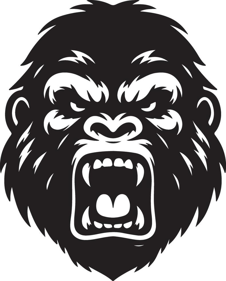 angry Gorilla howling face logo silhouette , black color silhouette 20 vector