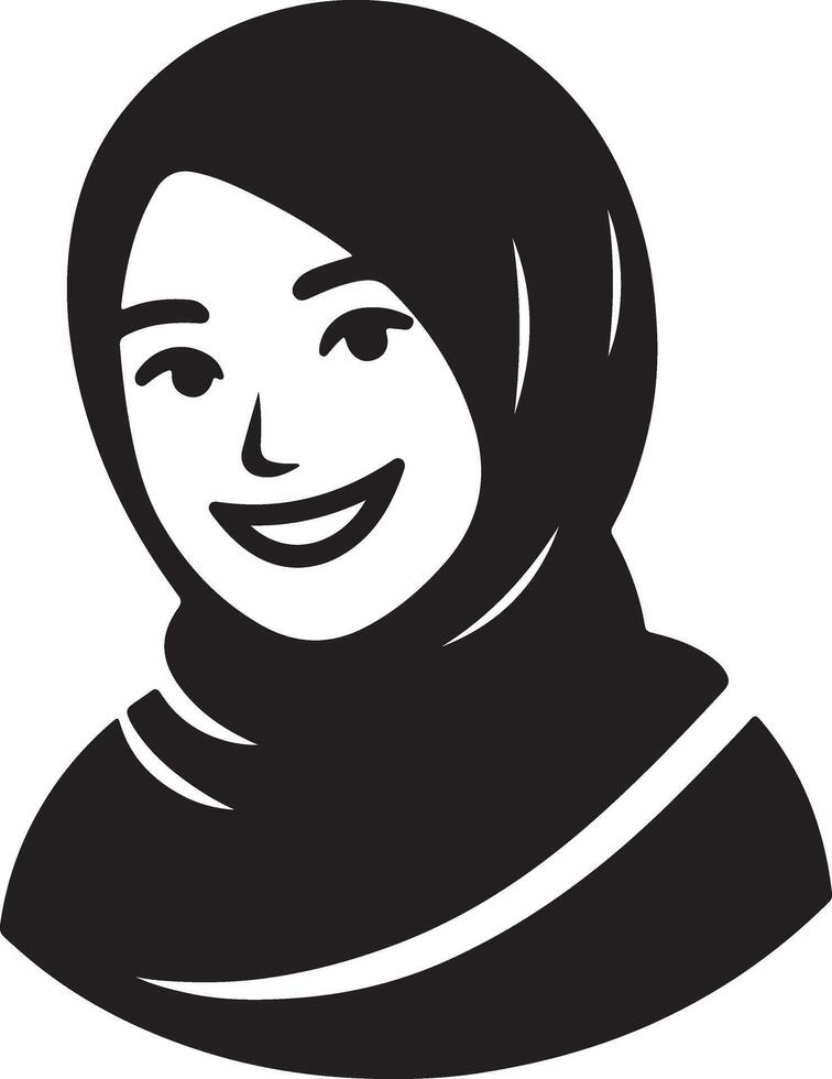 a smiling hijab woman flat silhouette, black color silhouette 21 vector