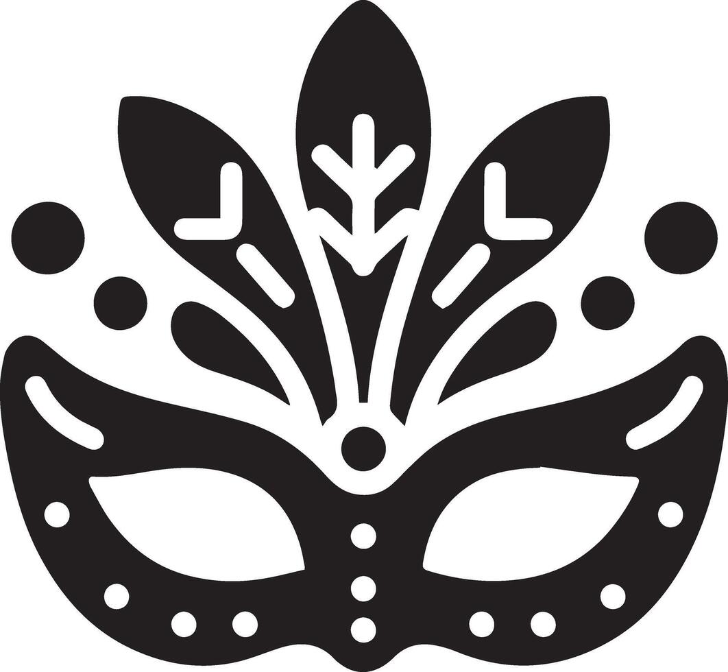 Minimal Carnival mask icon silhouette, white background, fill with black vector