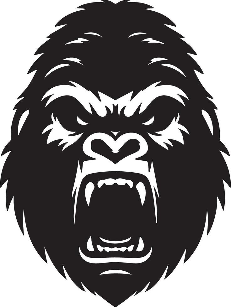 angry Gorilla howling face logo silhouette , black color silhouette 22 vector
