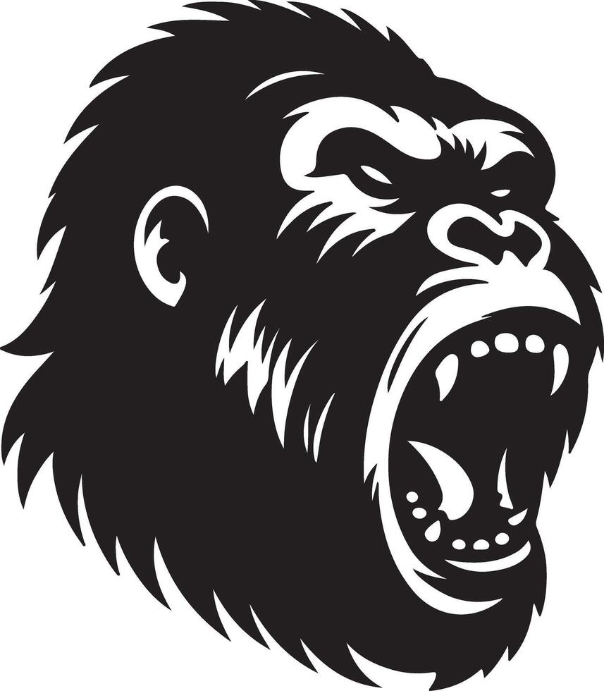 enojado gorila clamoroso cara logo silueta , negro color silueta 12 vector