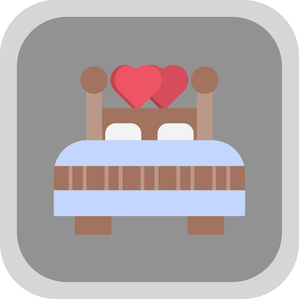 Double Bed Flat Round Corner Icon vector