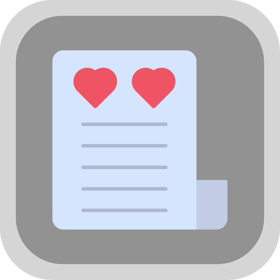 Love Letter Flat Round Corner Icon vector