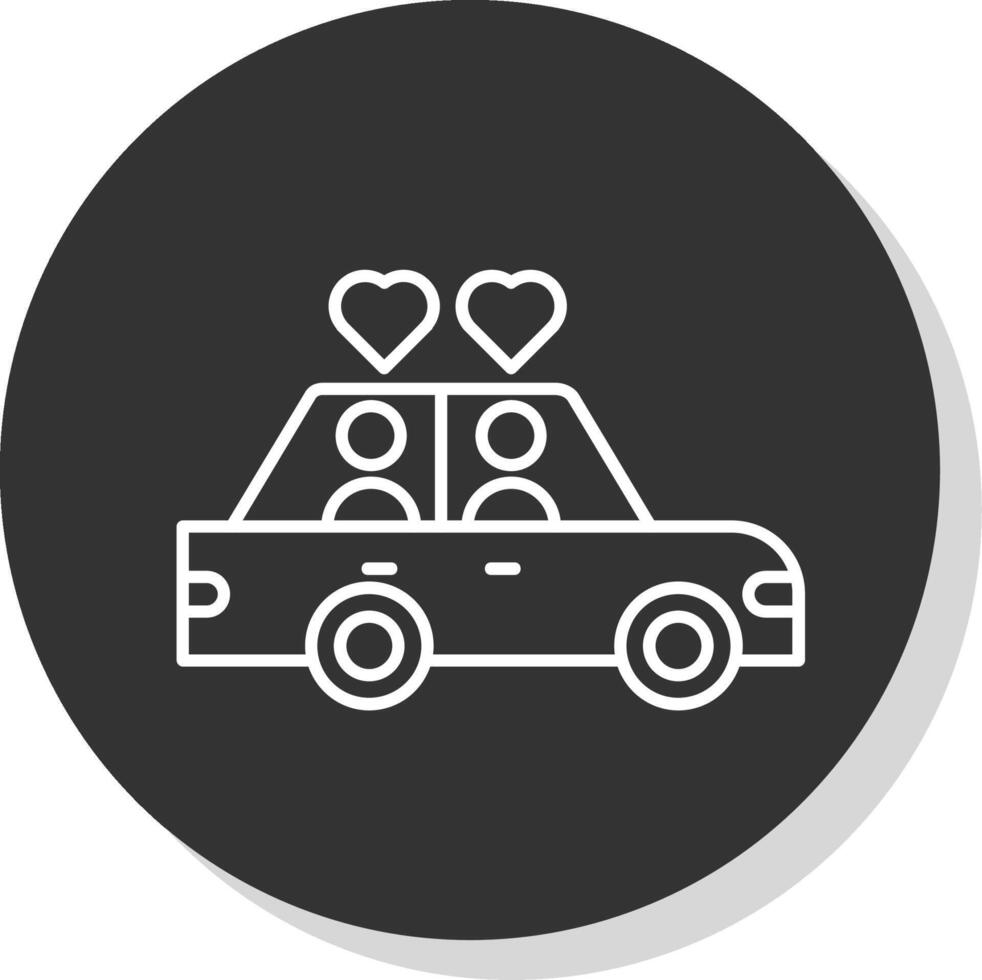 Wedding Car Line Grey Circle Icon vector