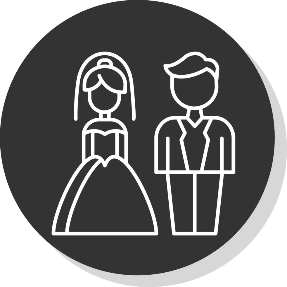 Couple Line Grey Circle Icon vector