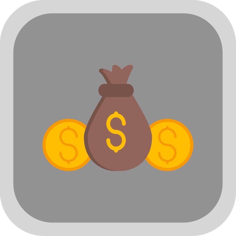 Money Bag Flat Round Corner Icon vector
