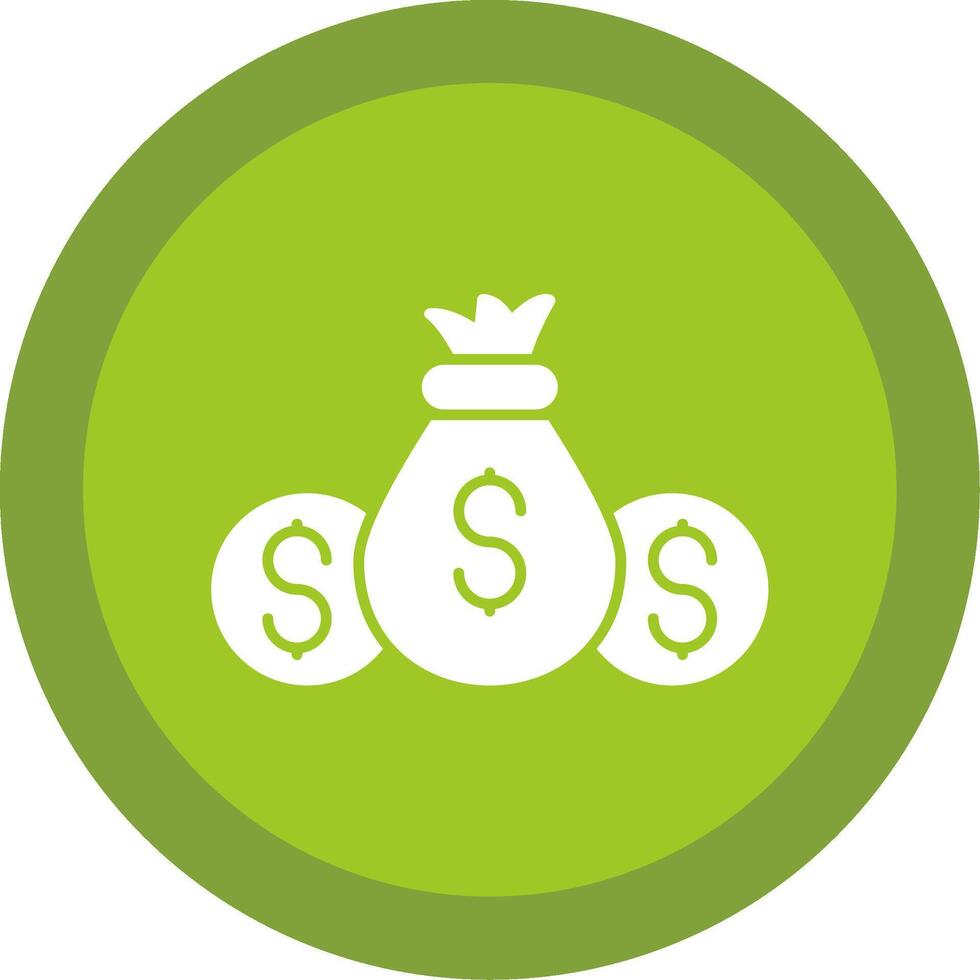 Money Bag Glyph Multi Circle Icon vector