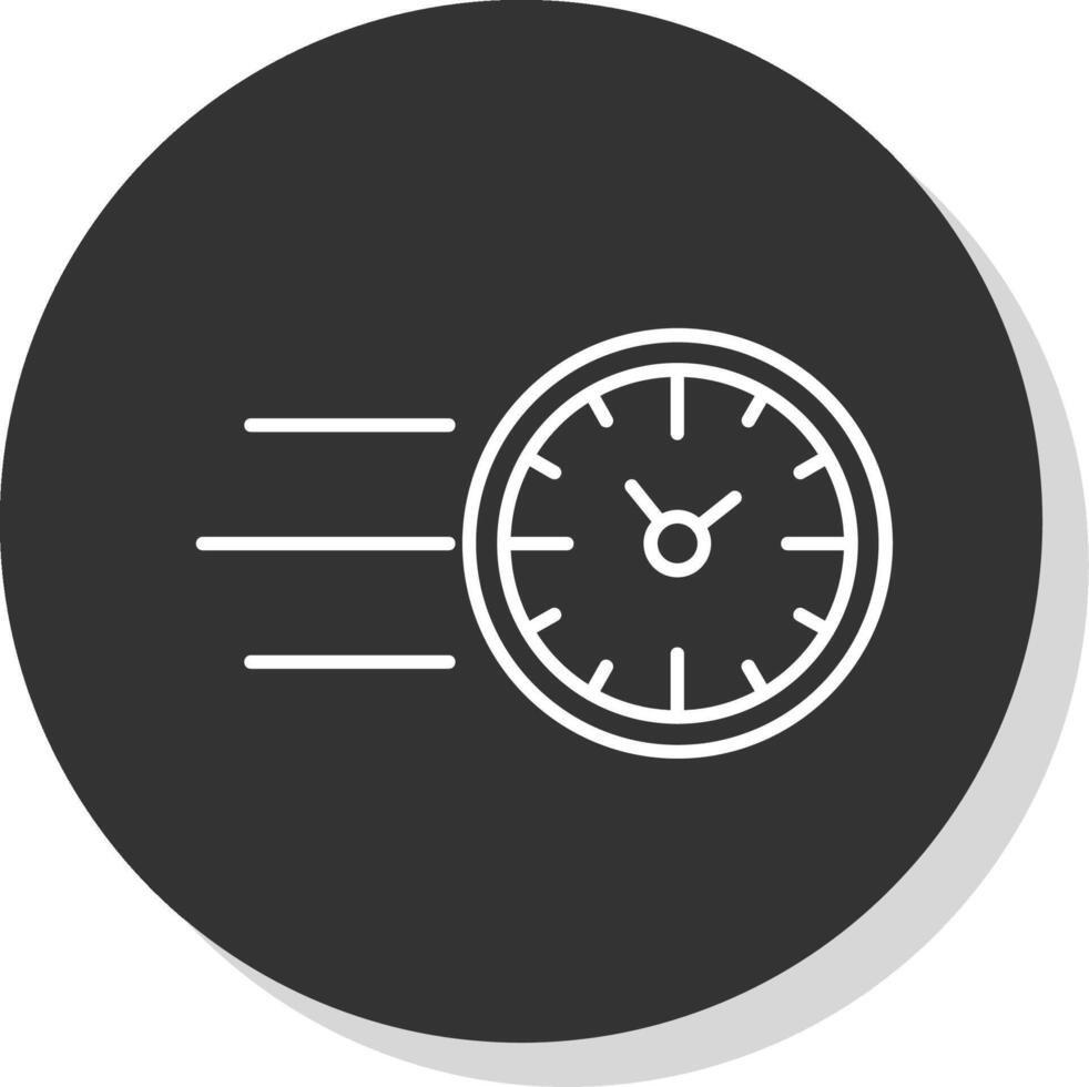 rápido hora línea gris circulo icono vector